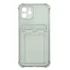 Чехол накладка для iPhone 12 SC278 с карманом для карты (прозрачный черный)
