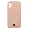 Чехол накладка для iPhone 11 SC304 с карманом для карты (светло-розовый)