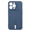 Чехол накладка для iPhone 13 Pro SC304 с карманом для карты (темно-синий)