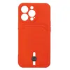 Чехол накладка для iPhone 13 Pro SC304 с карманом для карты (красный)