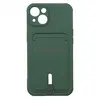 Чехол накладка для iPhone 13 SC304 с карманом для карты (темно-зеленый)
