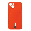 Чехол накладка для iPhone 13 SC304 с карманом для карты (красный)
