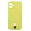 Чехол накладка для iPhone 12 SC304 с карманом для карты (желтый)