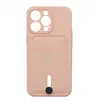 Чехол накладка для iPhone 13 Pro SC304 с карманом для карты (светло-розовый)