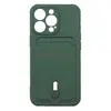 Чехол накладка для iPhone 13 Pro SC304 с карманом для карты (темно-зеленый)