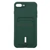 Чехол накладка для iPhone 7 Plus/8 Plus SC304 с карманом для карты (темно-зеленый)