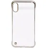 Чехол - накладка совместим с iPhone Xs Max пластик прозрачный + ободок серебро
