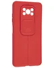 Силиконовый чехол Litchi для Xiaomi Poco X3 (Pro) с защитой камеры красный