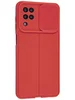 Силиконовый чехол Litchi для Samsung Galaxy A12 с защитой камеры красный
