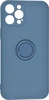 Силиконовый чехол Stocker edge для iPhone 12 Pro Max синий с кольцом