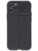 Силиконовый чехол Litchi для iPhone 12 Pro с защитой камеры черный