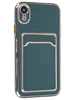 Силиконовый чехол Gold rim для iPhone XR зеленый (вырез под карту)