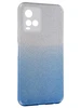 Силиконовый чехол Glitter Colors для Vivo Y33s / Y21 градиент серебро-голубой