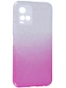 Силиконовый чехол Glitter Colors для Vivo Y33s / Y21 градиент серебро-розовый