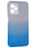 Силиконовый чехол Glitter Colors для Realme C35 градиент серебро-голубой