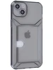 Силиконовый чехол Angular card для iPhone 14 Plus / 15 Plus прозрачный черный (вырез под карту)