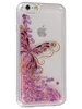 Силиконовый чехол Brilliant sand для iPhone 6, 6S Золотая бабочка розовые сердца