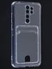 Силиконовый чехол Cardhold для Xiaomi Redmi Note 8 Pro прозрачный (с вырезом для карт)