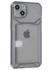 Силиконовый чехол Angular card для iPhone 13 прозрачный черный (вырез под карту)