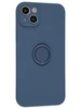 Силиконовый чехол Stocker edge для iPhone 14 Plus / 15 Plus синий с кольцом