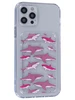 Силиконовый чехол Card holder для iPhone 12 Pro pink sharks