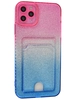 Силиконовый чехол Tinsel для iPhone 11 Pro Max розово-голубой (вырез под карту)