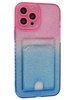 Силиконовый чехол Tinsel для iPhone 12 Pro Max розово-голубой (вырез под карту)