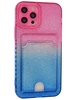 Силиконовый чехол Tinsel для iPhone 12 Pro розово-голубой (вырез под карту)
