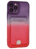 Силиконовый чехол Tinsel для iPhone 12 Pro красно-сиреневый (вырез под карту)