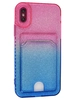 Силиконовый чехол Tinsel для iPhone X, XS, 10 розово-голубой (вырез под карту)