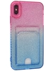 Силиконовый чехол Tinsel для iPhone XS Max розово-голубой (вырез под карту)