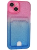 Силиконовый чехол Tinsel для iPhone 14 розово-голубой (вырез под карту)