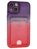 Силиконовый чехол Tinsel для iPhone 14 красно-сиреневый (вырез под карту)