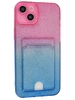 Силиконовый чехол Tinsel для iPhone 14 Plus / 15 Plus розово-голубой (вырез под карту)