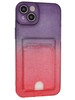 Силиконовый чехол Tinsel для iPhone 14 Plus / 15 Plus красно-сиреневый (вырез под карту)