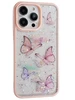 Силиконовый чехол Butterfly для iPhone 14 Pro Max розовый