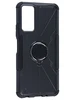 Пластиковый чехол Shockproof для Tecno Pova 2 черный с кольцом
