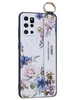Силиконовый чехол Flower для Samsung Galaxy S20 Plus Цветущая роза (с ручкой) белый