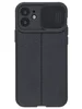 Силиконовый чехол Litchi для iPhone 12 с защитой камеры черный