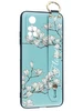 Силиконовый чехол Flower для Xiaomi Poco M4 Pro 4G Цветение магнолии (с ручкой) голубой