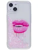 Силиконовый чехол Brilliant sand для iPhone 13 Lips розовые сердца