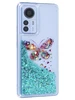Силиконовый чехол Brilliant sand для Xiaomi 12 Pro Яркая бабочка (бирюзовое конфетти)