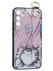 Силиконовый чехол Flower для Samsung Galaxy A34 5G Котик (с ручкой) бежево-розовый