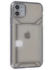 Силиконовый чехол Angular card для iPhone 11 прозрачный черный (вырез под карту)