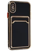 Силиконовый чехол Gold rim для iPhone X, XS, 10 черный (вырез под карту)