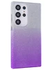 Силиконовый чехол Glitter Colors для Samsung Galaxy S23 Ultra градиент серебро-сиреневый