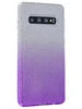Силиконовый чехол Glitter Colors для Samsung Galaxy S10 G973 градиент серебро-сиреневый