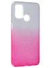Силиконовый чехол Glitter Colors для Oppo A53 градиент серебро-розовый