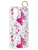 Силиконовый чехол Flower для Xiaomi 12 Lite Розовые бабочки (с ручкой) прозрачный