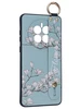 Силиконовый чехол Flower для Huawei Mate 50 Цветение магнолии (с ручкой) голубой